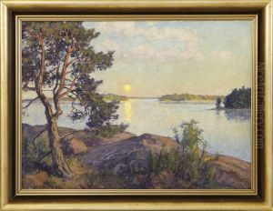 Skargardslandskap I Solnedgang. Signeradoch Daterad G.kallstenius-35 by Gottfrid Kallstenius