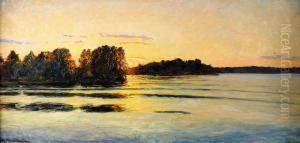Solnedgang I Havsbandet - Motiv Fran Tjust Skargard by Gottfrid Kallstenius