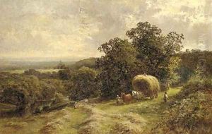 Carting hay near Brockham, Surrey by Walter Wallor Caffyn