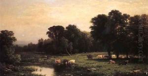 Bucolic Landscape with Cows 1888 by John William Casilear