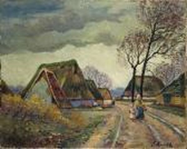 Mutter Und Tochter Auf Der Dorfstrasse - view 1