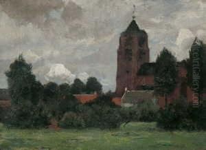 Blick Auf Eine Dorfkirche. by Eugen Kampf