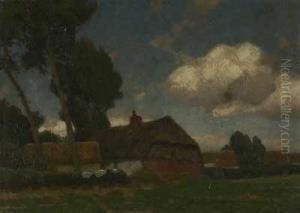 Sommertag Uber Reetgedecktem Gehoft by Eugen Kampf