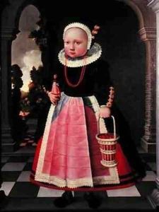Portrait of a Little Girl Holding a Doll and a Basket by Jacob Gerritsz. Cuyp
