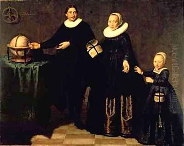 Portrait of Abel Janszoon Tasman Dutch navigator who discovered Tasmania with his wife and daughter - view 1