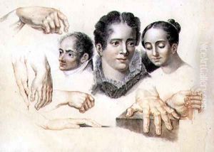 Studies of female and male heads and hands, 1815 by Abraham Constantin