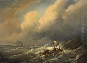 Figures On A Raft In Rough Seas