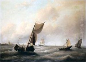 Shipping Off The Coast by Christiaan Cornelis Kannemans