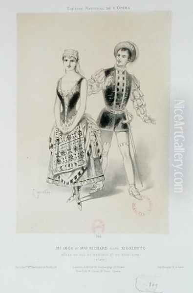 Mr. Ibos and Miss Richard as the Duke of Mantua and Magdalen in 'Rigoletto' by Verdi, 1885 - view 1