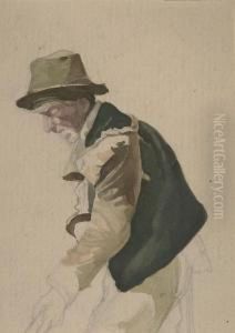 Ein Bauer Bei Der Arbeit. Verso: Italienische Landschaft. by Edmund Friedrich Kanoldt
