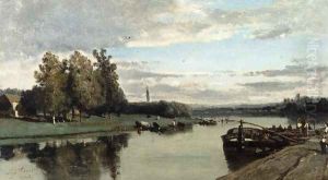 L'ile d'Allegre at Bougival by Eugene Ciceri