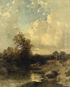 Figures by a Riverbank by Eugene Ciceri