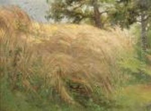 At A Boundary Ridge. Oil/canvas/cardboard, Verso Stamp Of The Artist's Estate by Albert Kappis