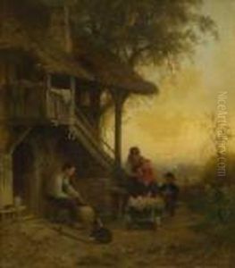 Bauernfamilie Vor Dem
Haus. by Albert Kappis