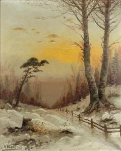 Winterliche Waldlandschhaft Beisonnenuntergang by Nikolai Nikolaevich Karazin