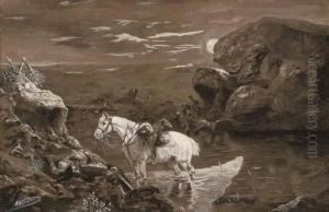 Horse Watering At The Edge Of A Battlefield by Nikolai Nikolaevich Karazin
