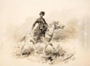 Cossack On Horseback by Nikolai Nikolaevich Karazin