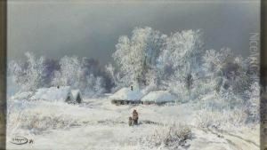 Russian Village In The Depth Of Winter by Nikolai Nikolaevich Karazin