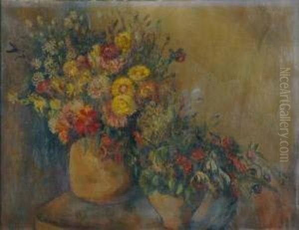 Wildflower Bouquets In Earthenware Vases - view 1