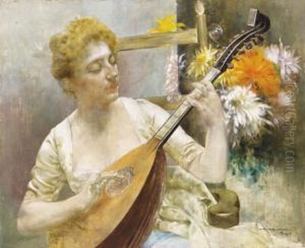 Parisian Woman With Mandolin - view 1