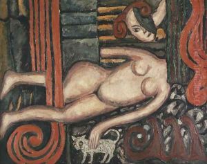 Nude with a Cat by Tytus Czyzewski