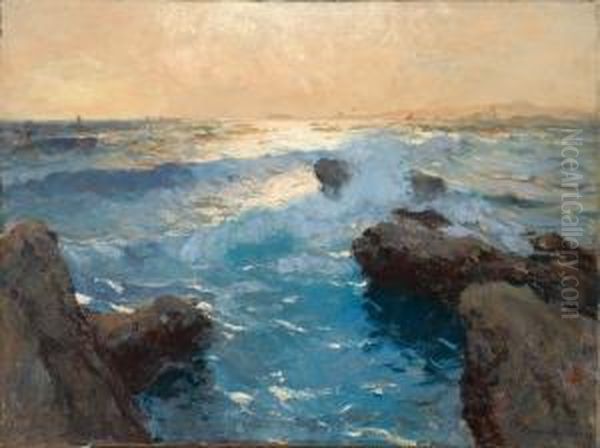 A Rocky Coastline With Crashing Waves - view 1