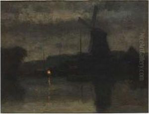 Evening Falling In Over A Water Landscape by Eduard Karsen
