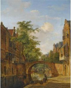 View Of The Oude Gracht, Utrecht by Kasparus Karsen