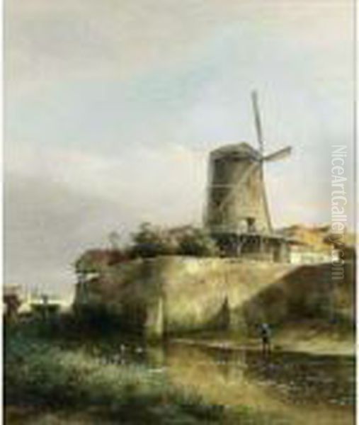 An Angler By A Mill - view 1