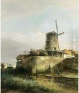 An Angler By A Mill by Kasparus Karsen