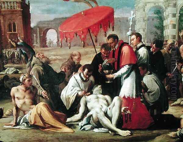 St. Charles Borromeo (1538-84) Administering the Sacrament to Plague Victims in 1576 (detail) - view 1