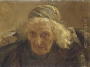 Portrait Of An Old Woman by Nikolaj Alekseevich Kasatkin