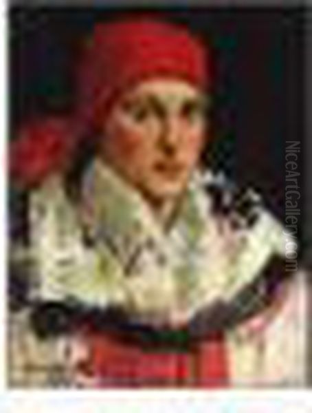Alexeevich , Young Revolutionary
In Red Headscarf, Signed In Cyrillic And Dated 1925, Oil On Canvas,
51.5 By 41 Cm., 20 1/4 By 16 In - view 1