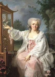 Portrait of a Lady by a pagoda by Jean Baptiste (or Joseph) Charpentier