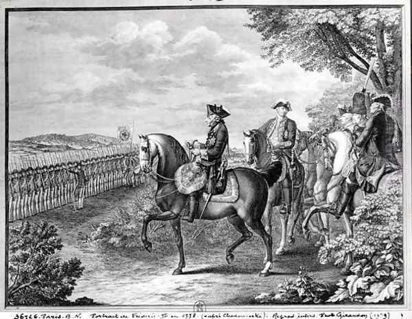 King Frederick II of Prussia (1712-86) reviewing the troops in 1778 - view 1