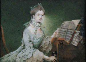 Portrait of a singer at the harpischord