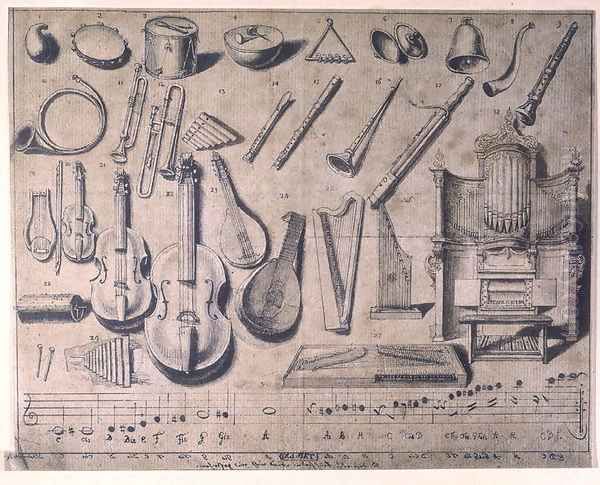 Various musical instruments: the percussion, the stringed and wind instruments, the organ, 20th century - view 1