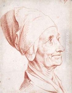 Portrait of a man, said to be Voltaire, small bust-length, in profile by Daniel Nikolaus Chodowiecki