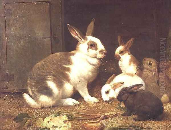 Rabbits feeding, 1884 - view 1