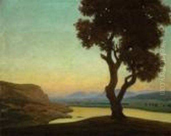 Lake Landscape With A Large Tree - view 1