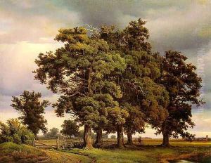 Oak Trees 1833 by Georg - Heinrich Crola