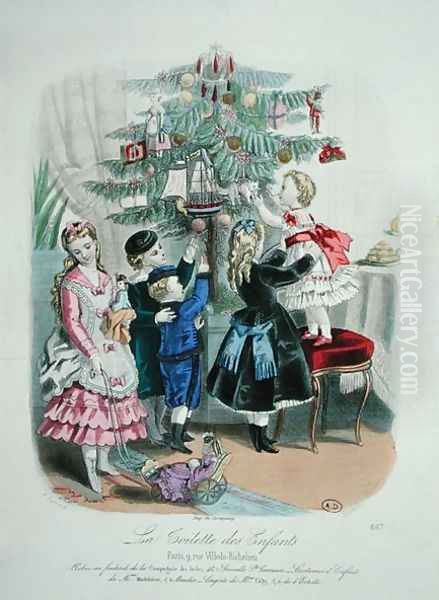 Decorating the Christmas Tree, advertisment for 'La Toilette des Enfants', 1872 - view 1