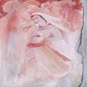 A Persian Woman With An Apple
And A Rose, Presumably After Afresco In The Palais D'ali Kapou In
Isfahan by Sarkis Katchadourian