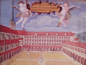 View of the Cloisters and the Cemetery, from 'L'Abbaye de Port-Royal', c.1710 by Cochin, Louise Madelaine