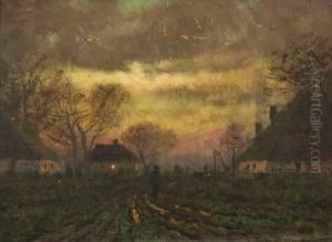 Twilight Landscape With Figure by Nandor Katona