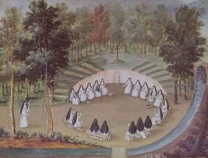 Nuns Meeting in Solitude, from 'L'Abbaye de Port-Royal', c.1710 by Cochin, Louise Madelaine