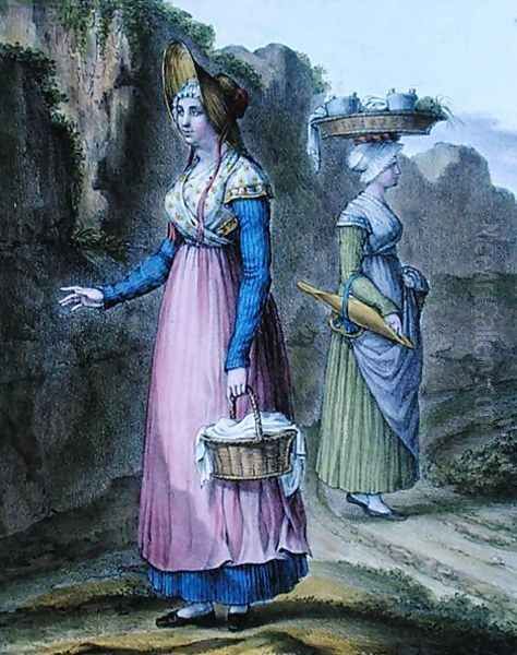Peasant Girls from the Lyon Region, plate 2 from 'Suite de Costumes', c.1845 - view 1