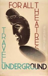 For All Theatres/ Travel Underground. 1930. by Edward Mcknight Kauffer