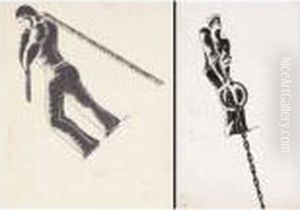 Sailor Pulling A Rope; Sailor Hauling On Chain by Edward Mcknight Kauffer