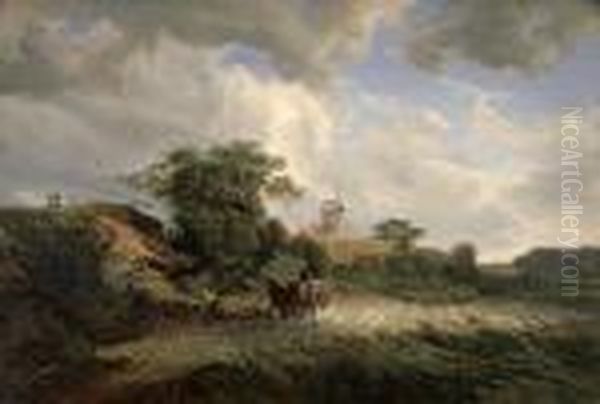 Friesische Landschaft Mit Bockswindmuhle Unter Wolkenverhangenem Himmel - view 1